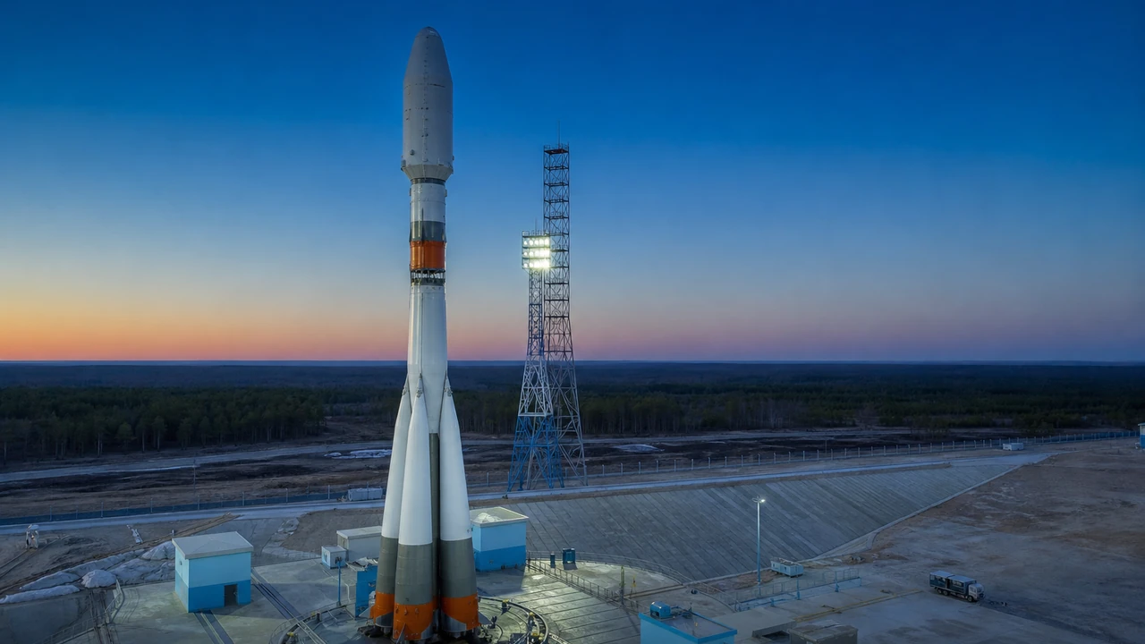 Ракета на стартовом комплексе космодрома Восточный перед запуском